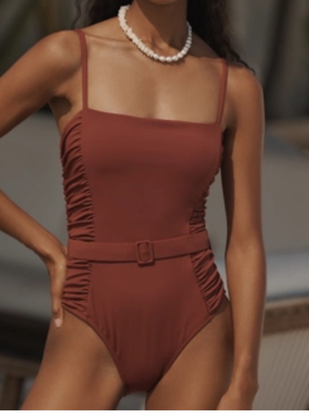 NWT Hutch One-Piece Swimsuit with Belt - Rust size S
